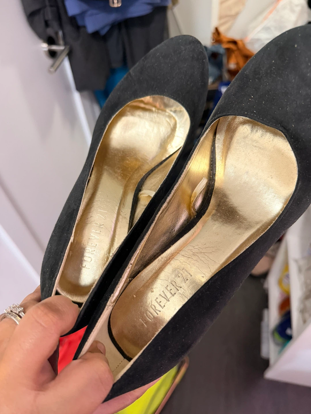 Forever 21 Black Suede Glitter Block Heels - photo 5