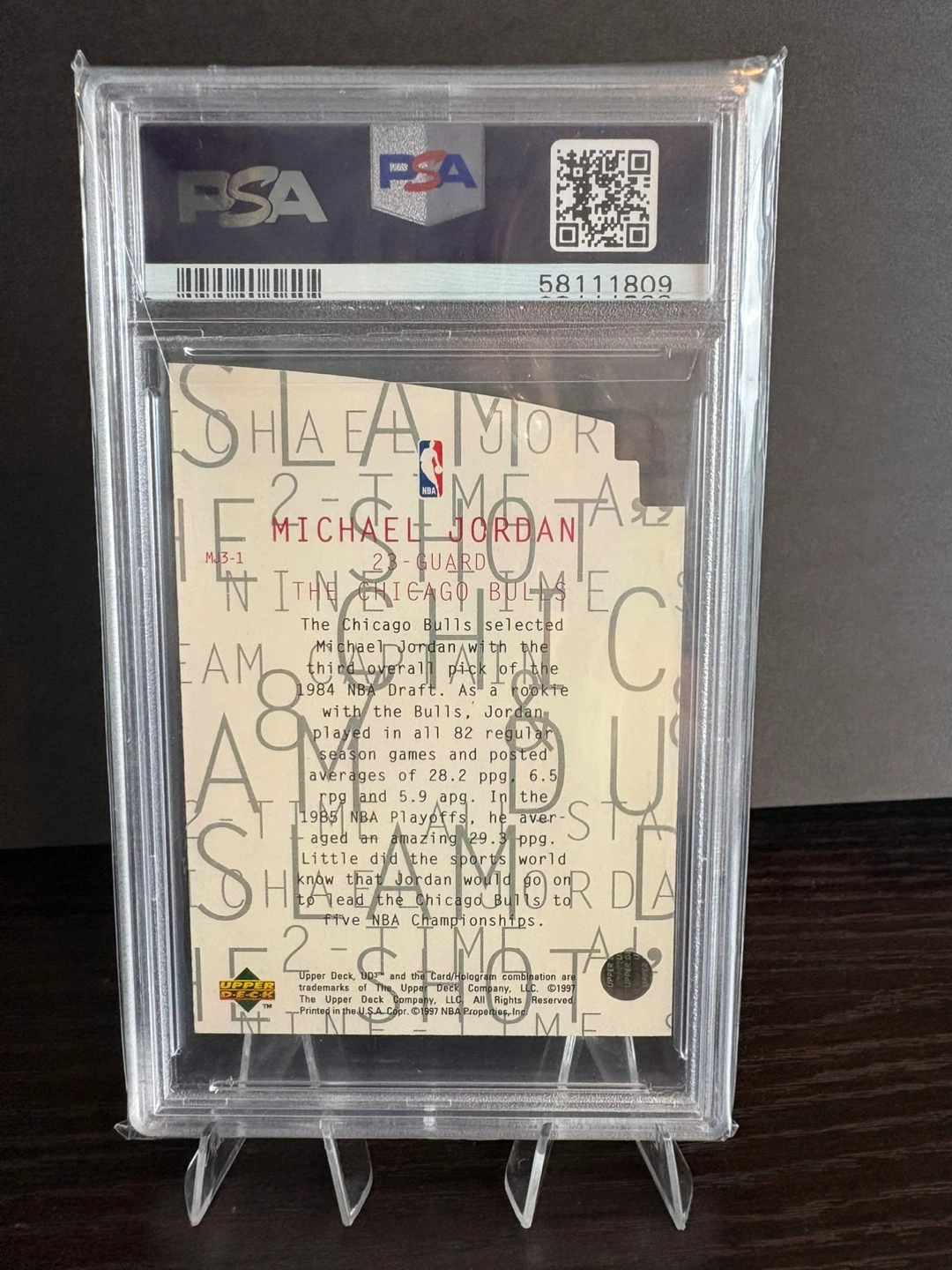 1997 Upper Deck Michael Jordan MJ3-1 Basketball Card - PSA 9 - photo 3
