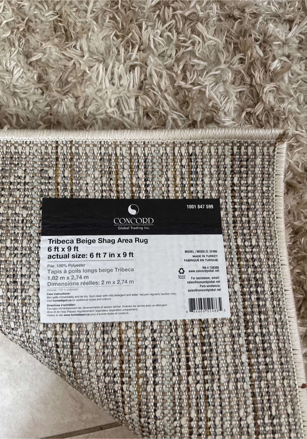Beautiful Beige Shag Rug (6.7 ft x 9 ft) Made in Turkey - photo 4