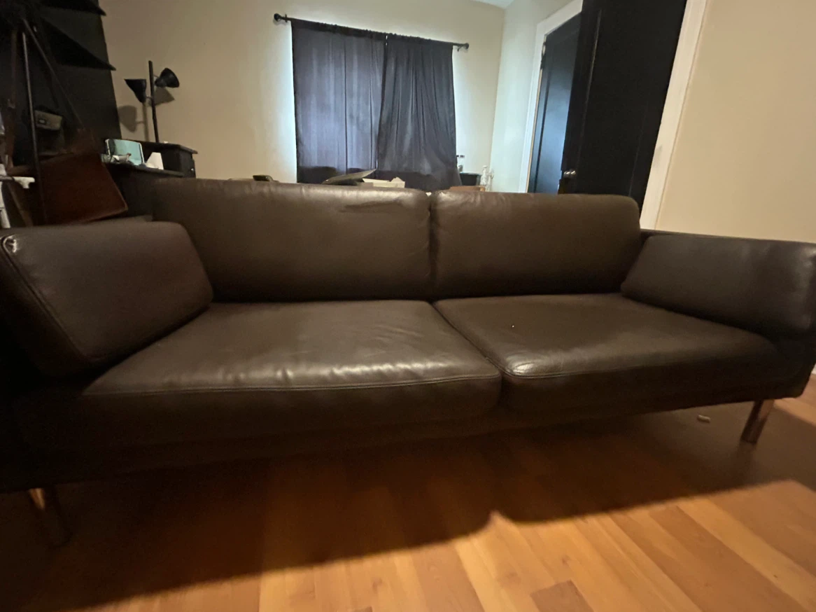 Dark Brown Leather Sofa - photo 2