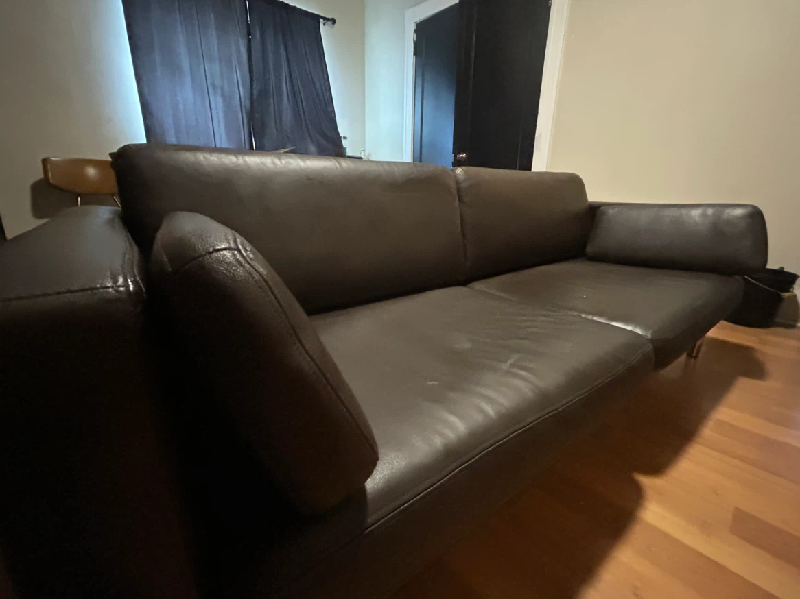Dark Brown Leather Sofa - photo 3