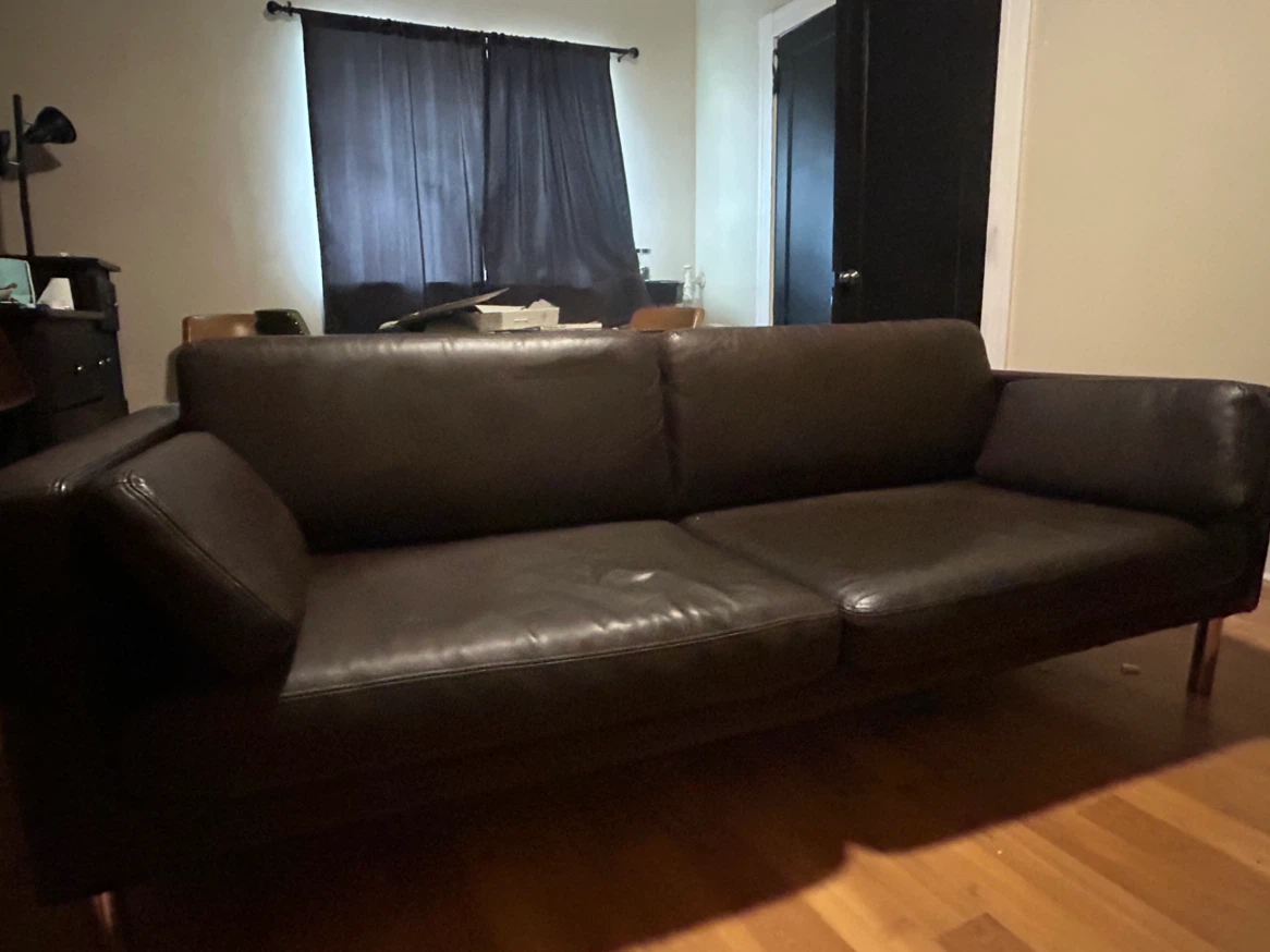 Dark Brown Leather Sofa - photo 4