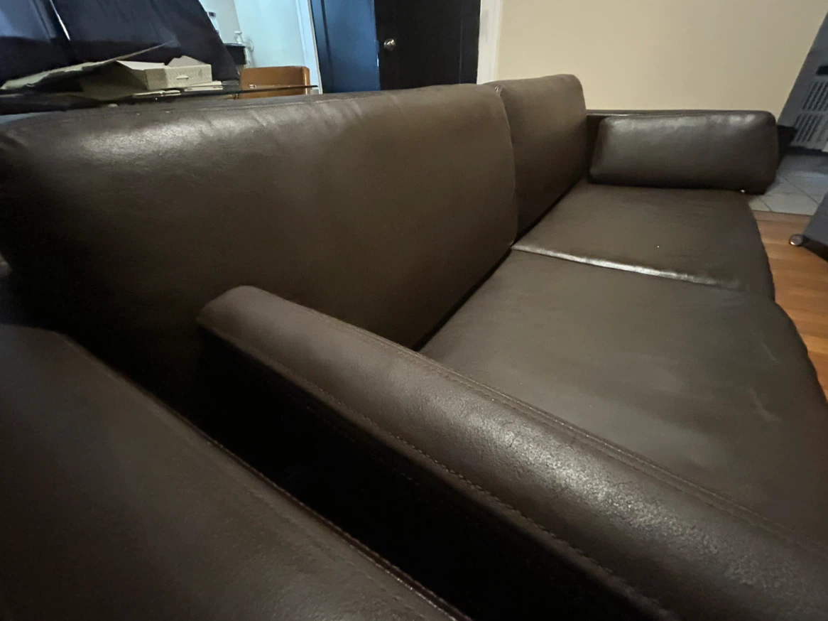Dark Brown Leather Sofa - photo 5