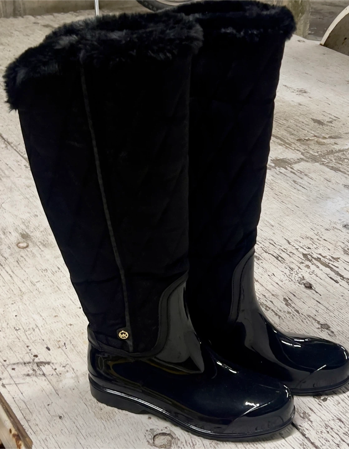 Michael Kors Black Quilted Rain Boots Size 9