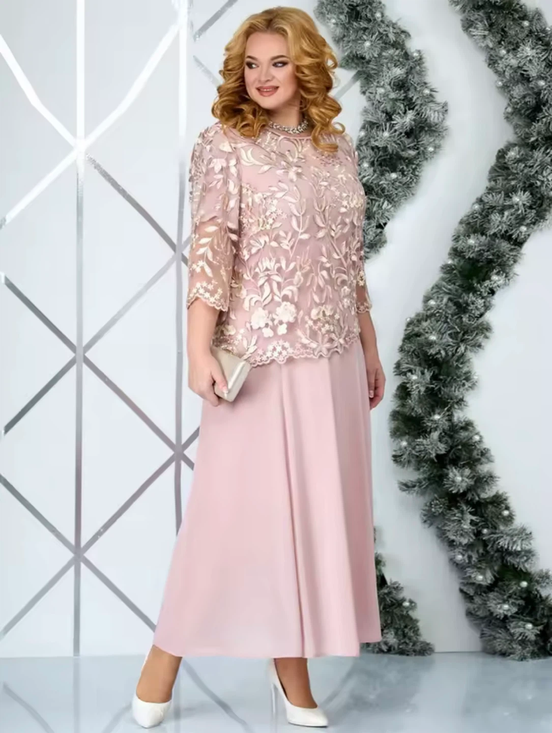 Pink Lace Overlay Dress