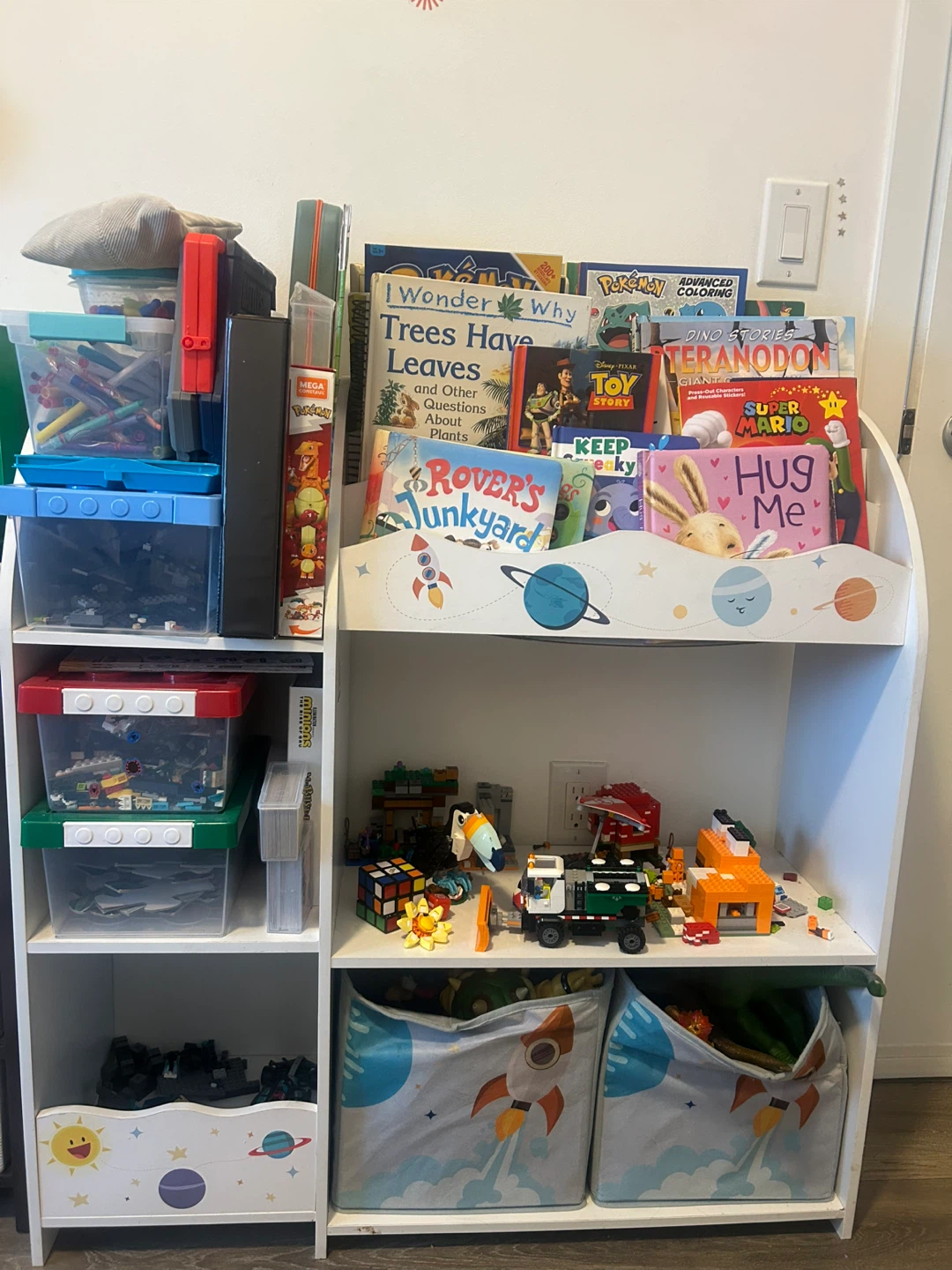 White Children's Bookshelf with Space Theme - photo 2