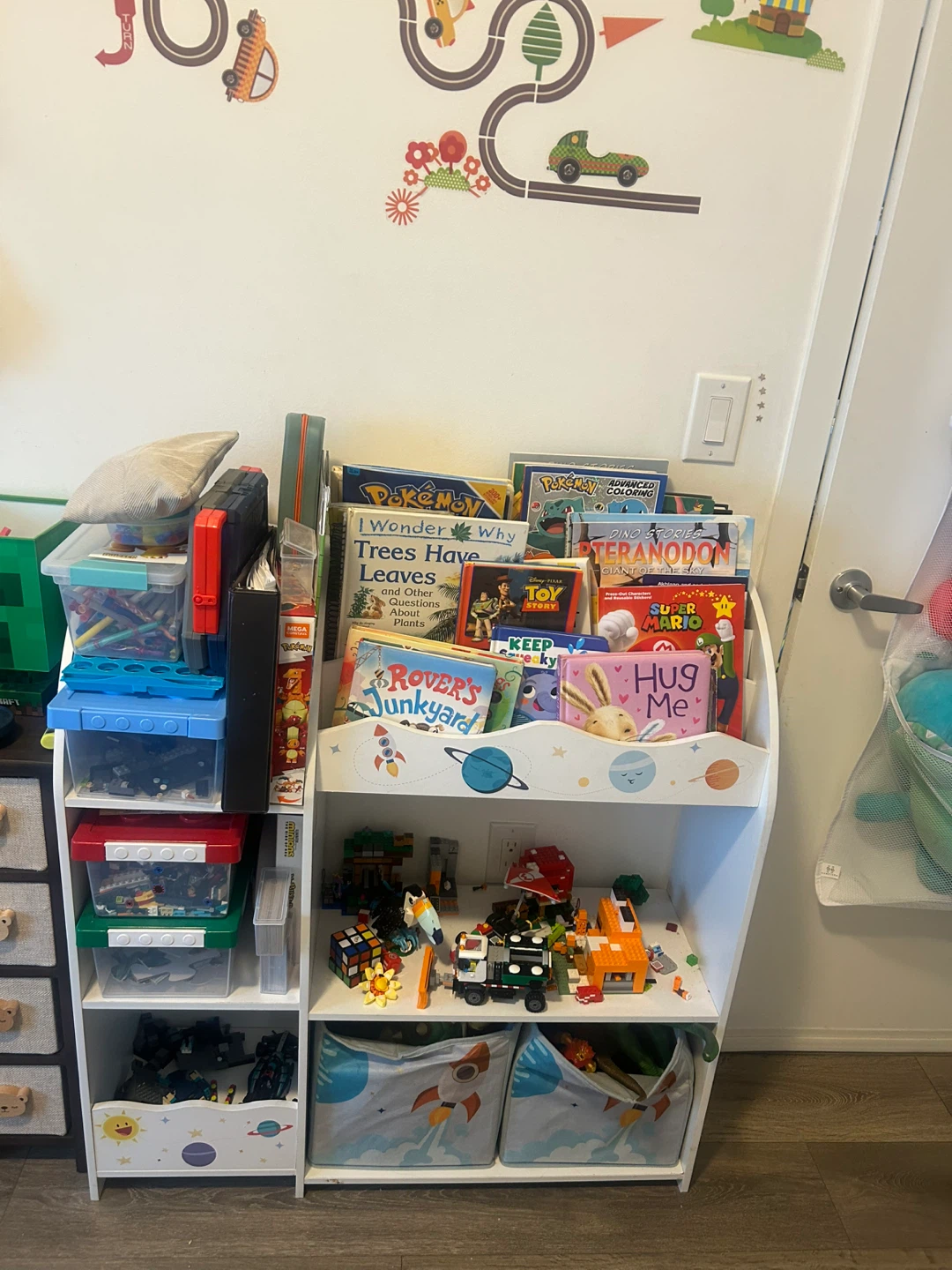 White Children's Bookshelf with Space Theme - photo 3