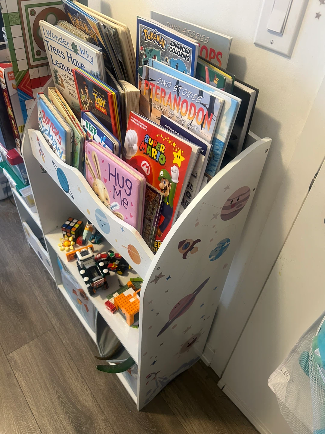 White Children's Bookshelf with Space Theme - photo 4