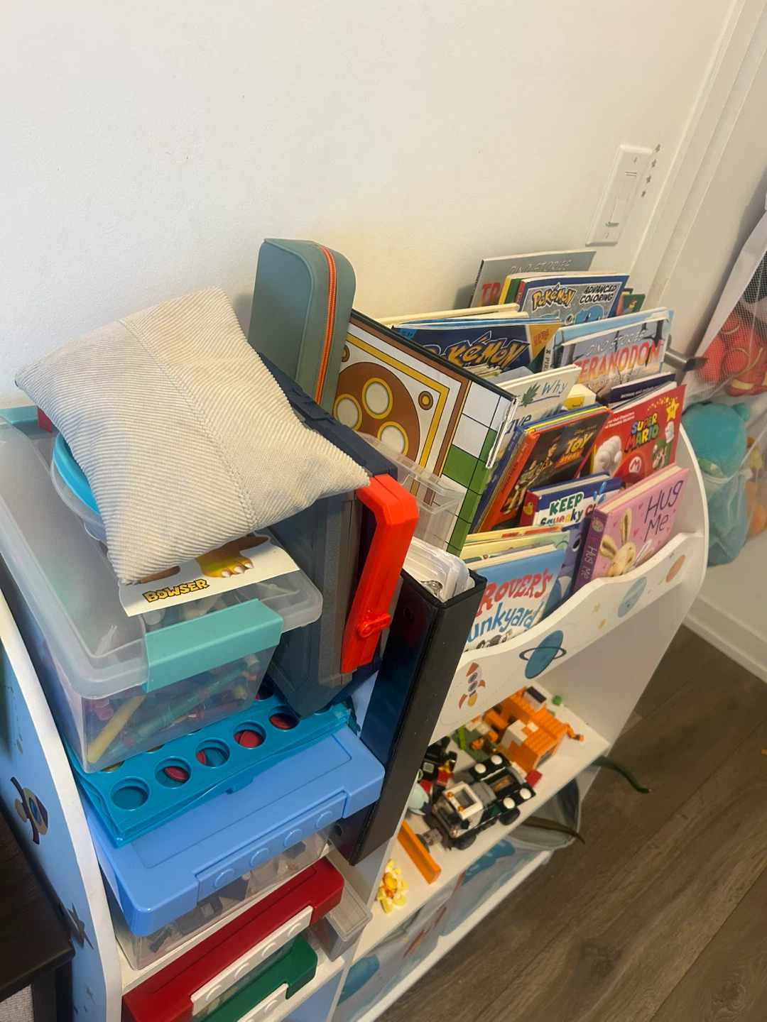 White Children's Bookshelf with Space Theme - photo 5