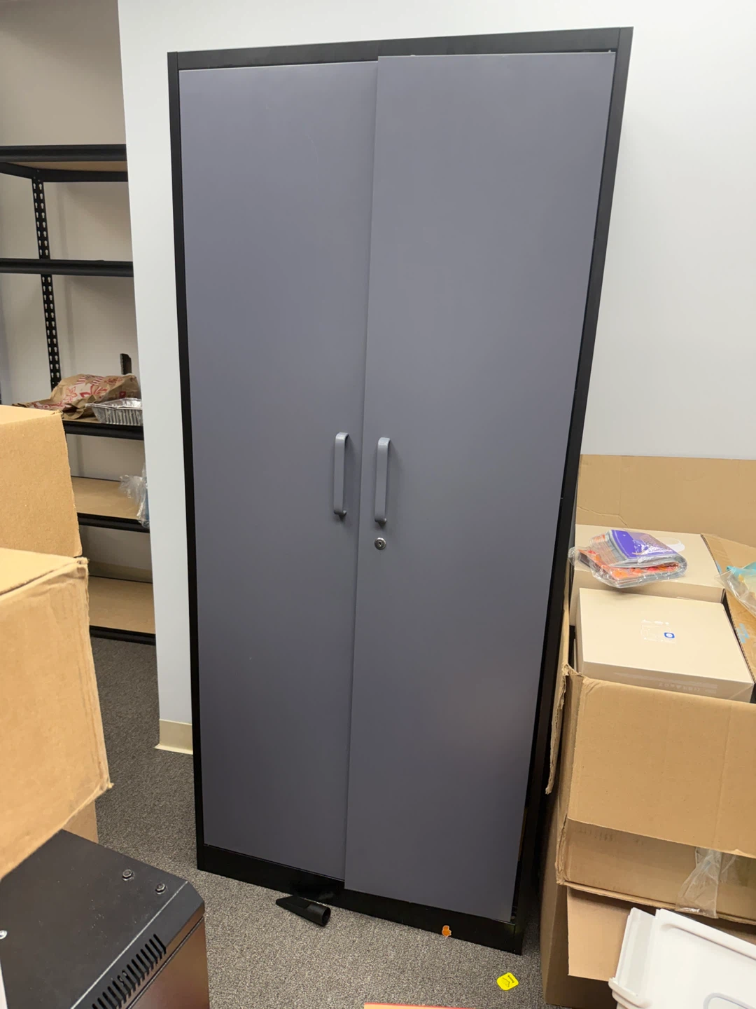 Gray Metal Storage Cabinet with Double Doors