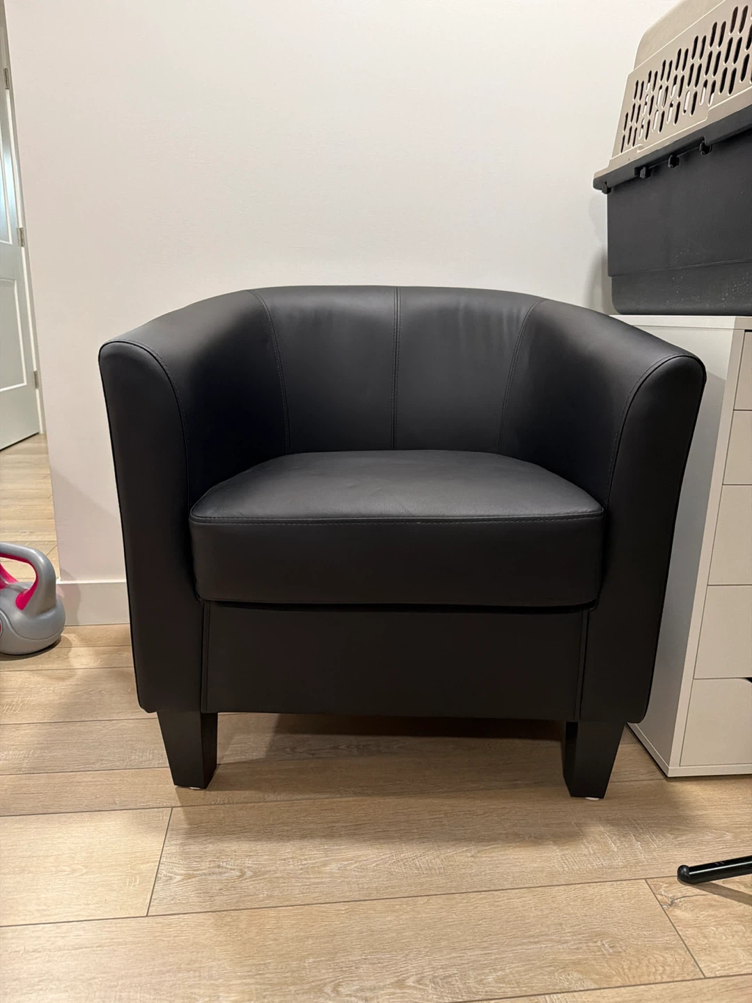 Black Faux Leather Tub Chair
