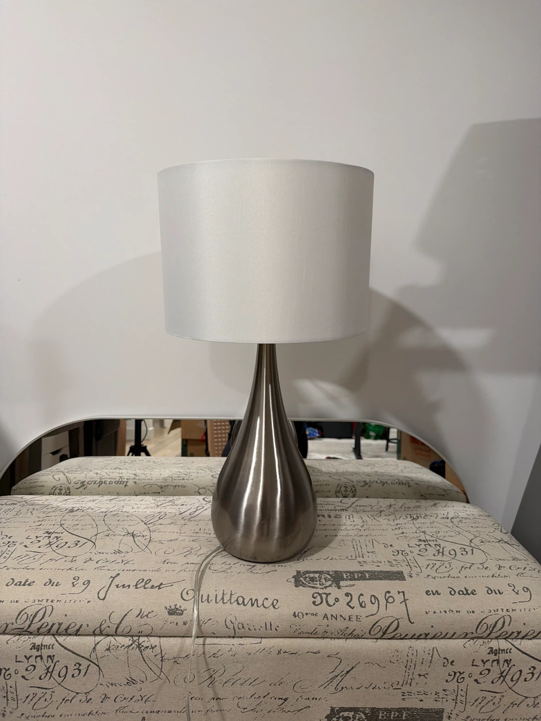 Metal Teardrop Table Lamp with White Shade
