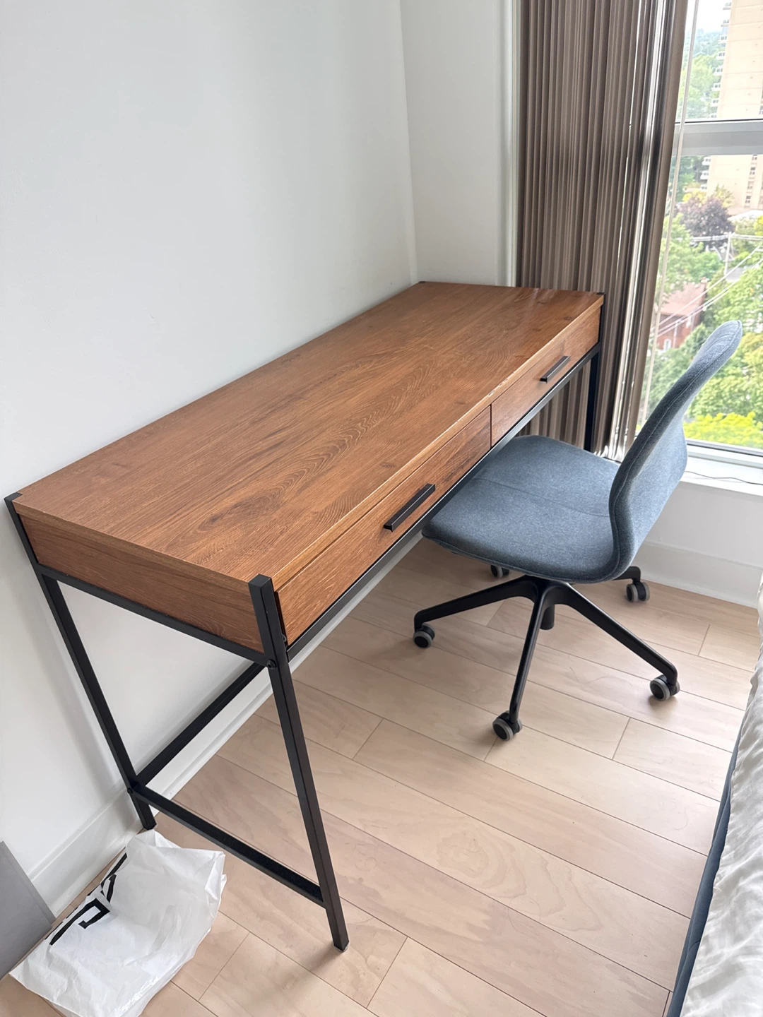Modern Wood and Metal Desk + Chair