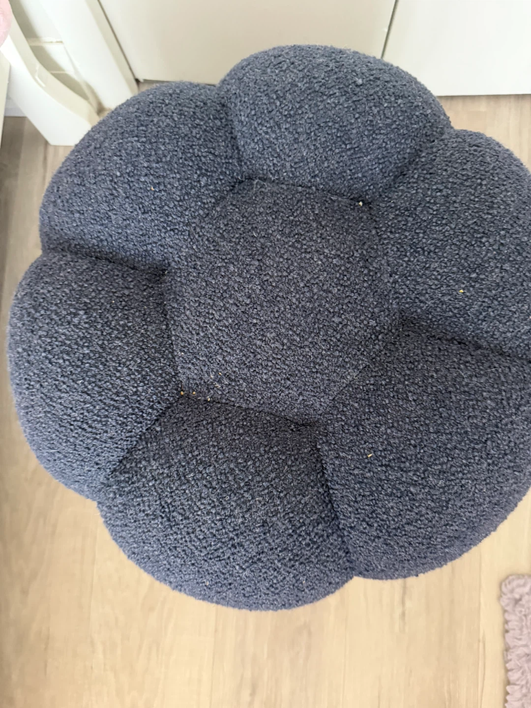 Dark Blue Button Pouf Ottoman
