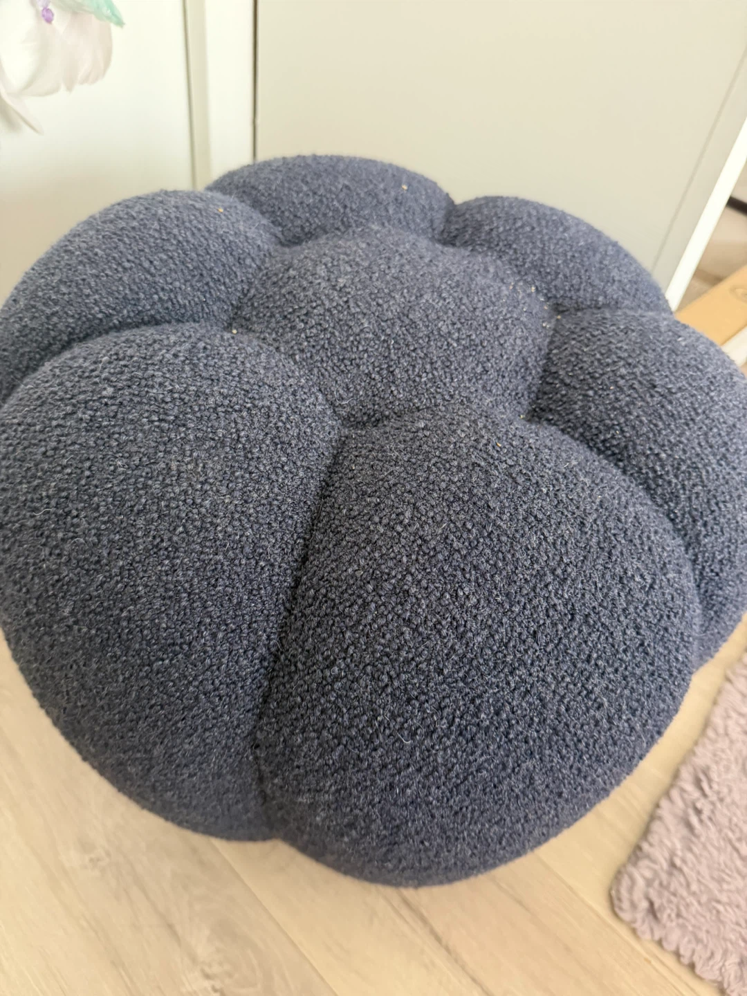 Dark Blue Button Pouf Ottoman - photo 2