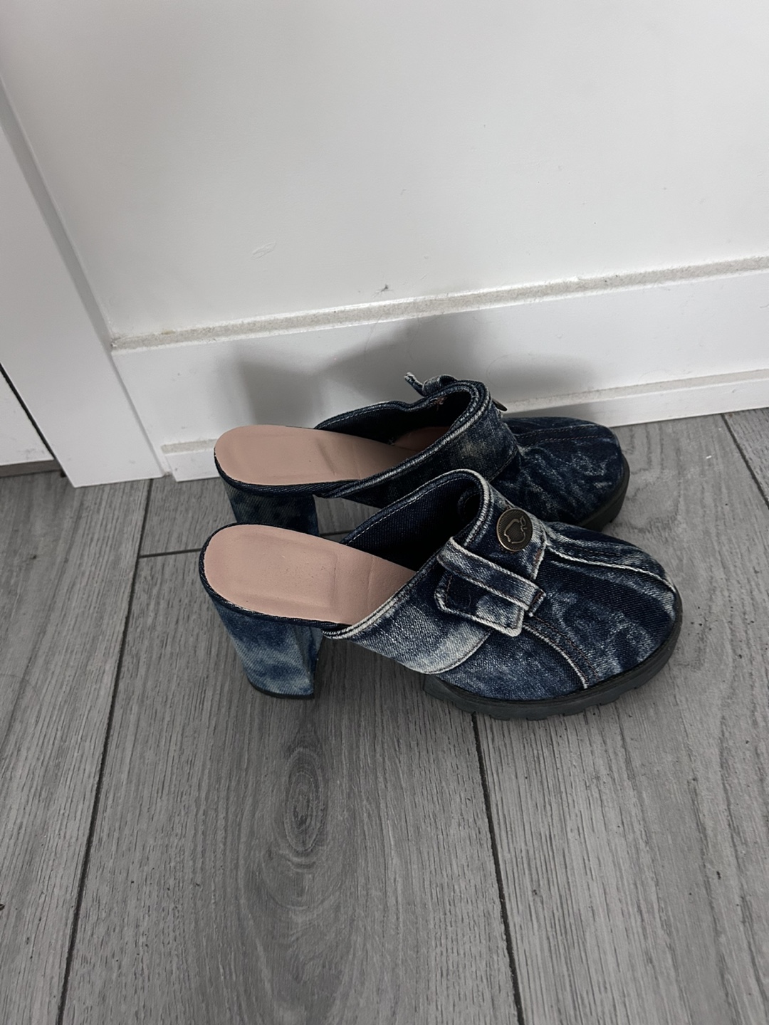 Denim Block Heel Mules - photo 2