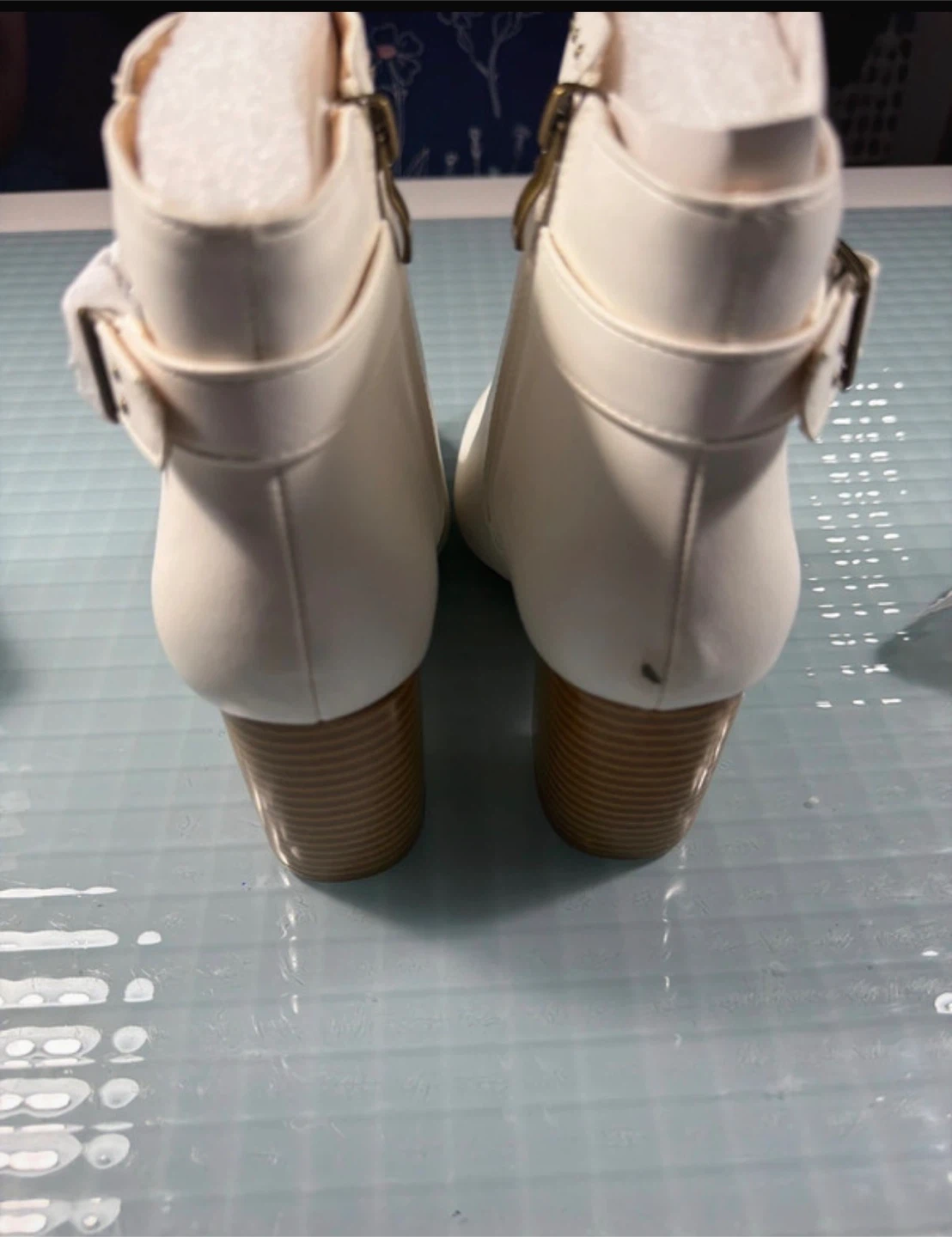 White Ankle Boots with Studs and Buckle Accent - photo 3
