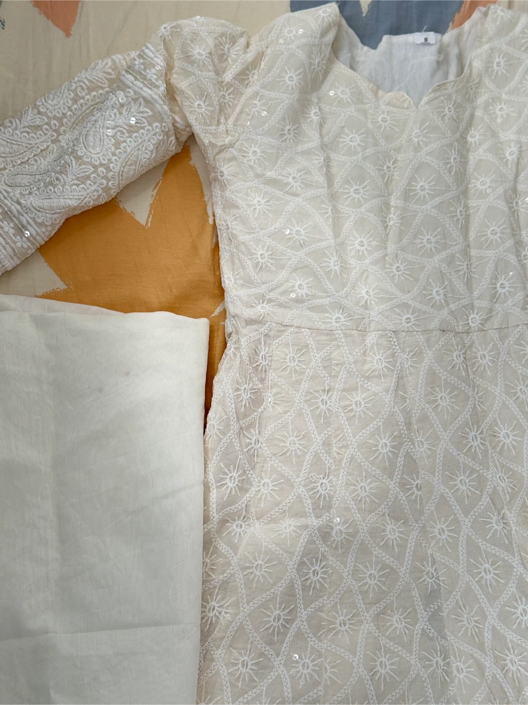 White Embroidered Anarkali Suit with Dupatta - photo 5