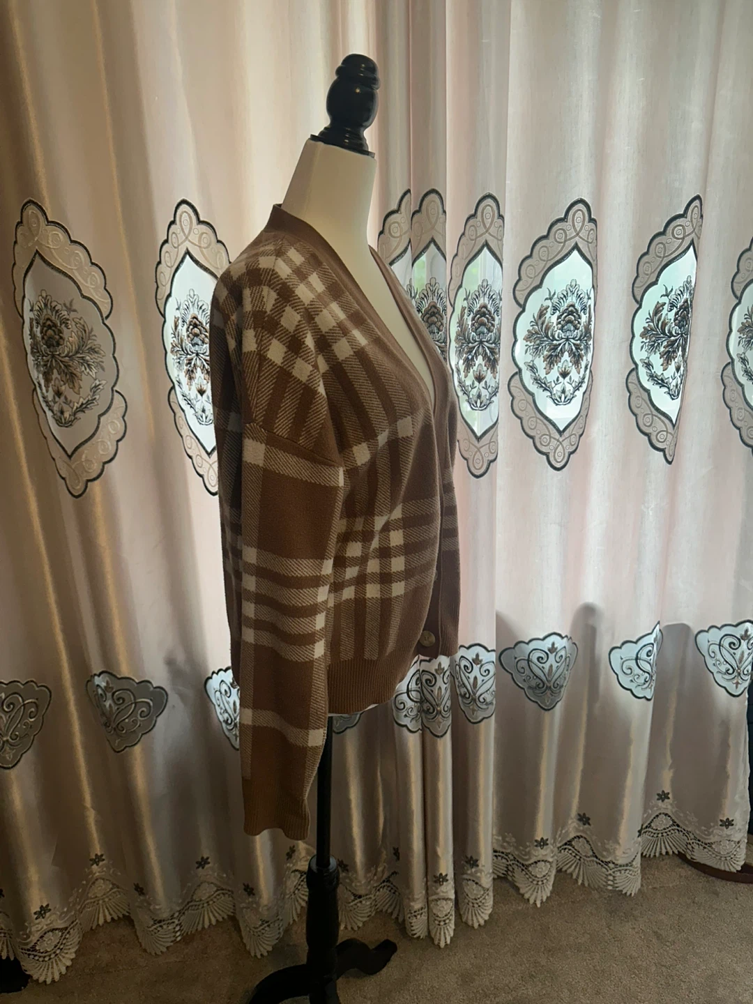 Brown Plaid Cardigan - photo 2