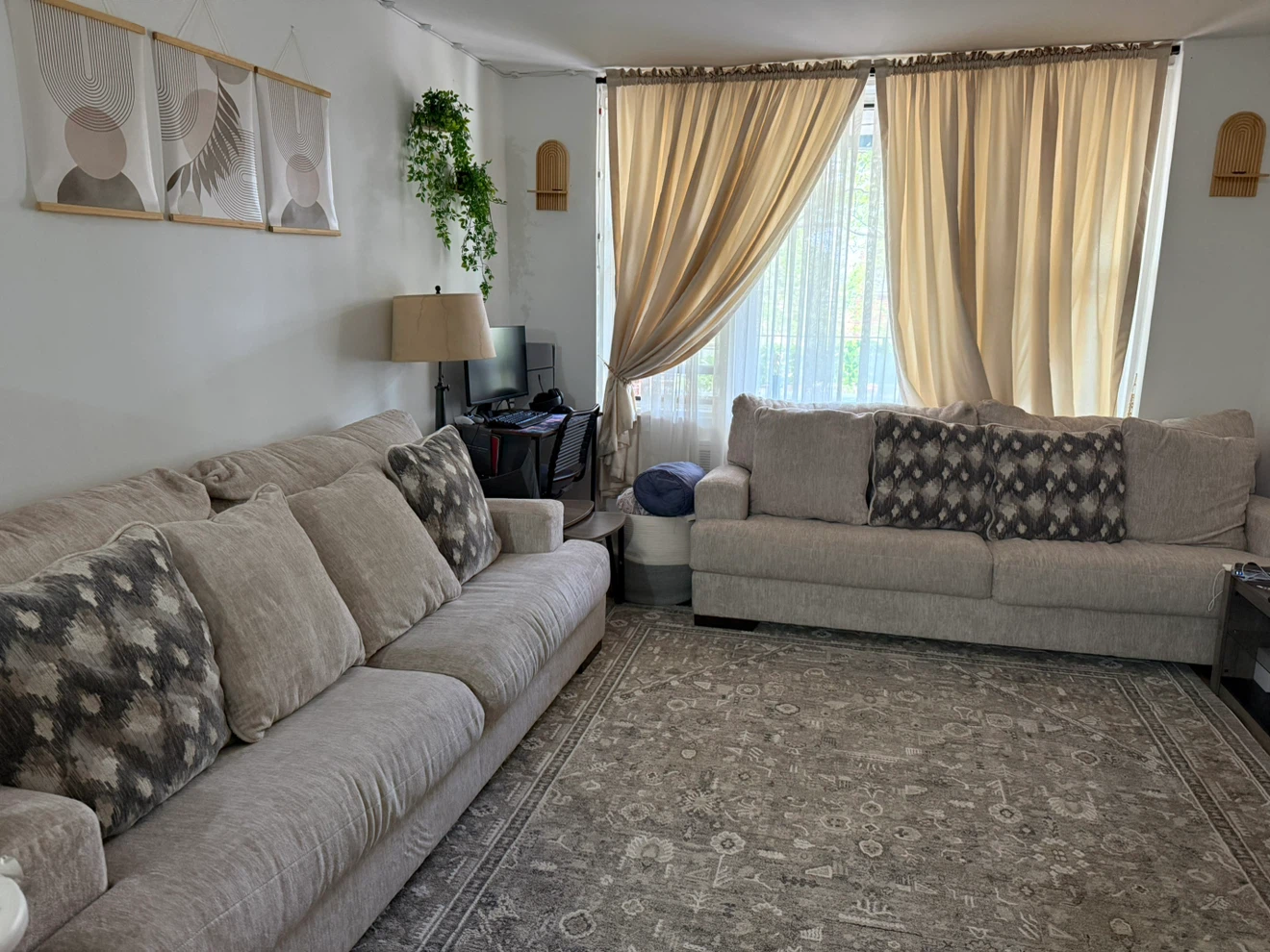 Light Beige Sofa with Decorative Pillows - photo 2