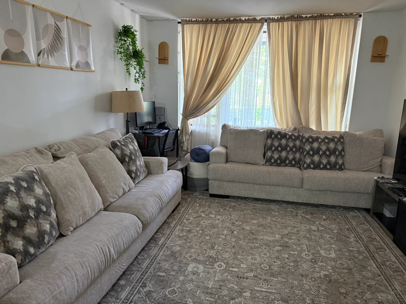 Light Beige Sofa with Decorative Pillows - photo 3