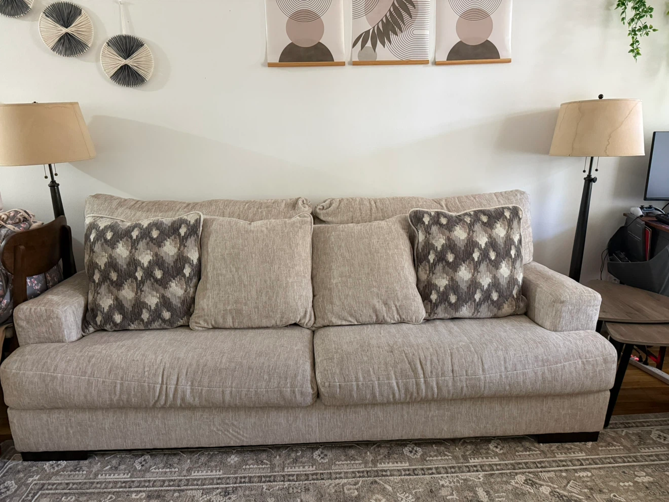 Light Beige Sofa with Decorative Pillows - photo 4