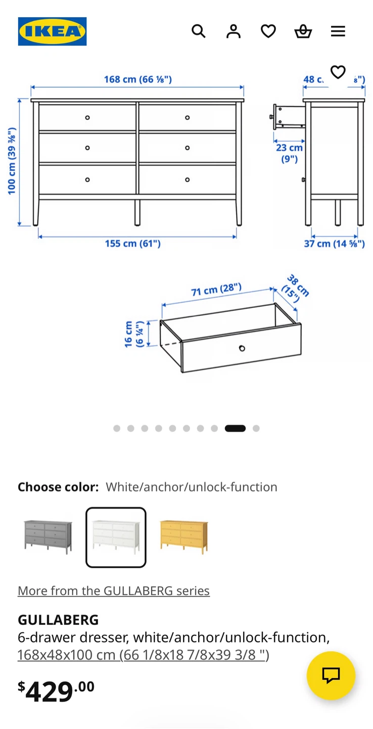 Never used IKEA  6-Drawer Dresser,extra fee for delivery - photo 4