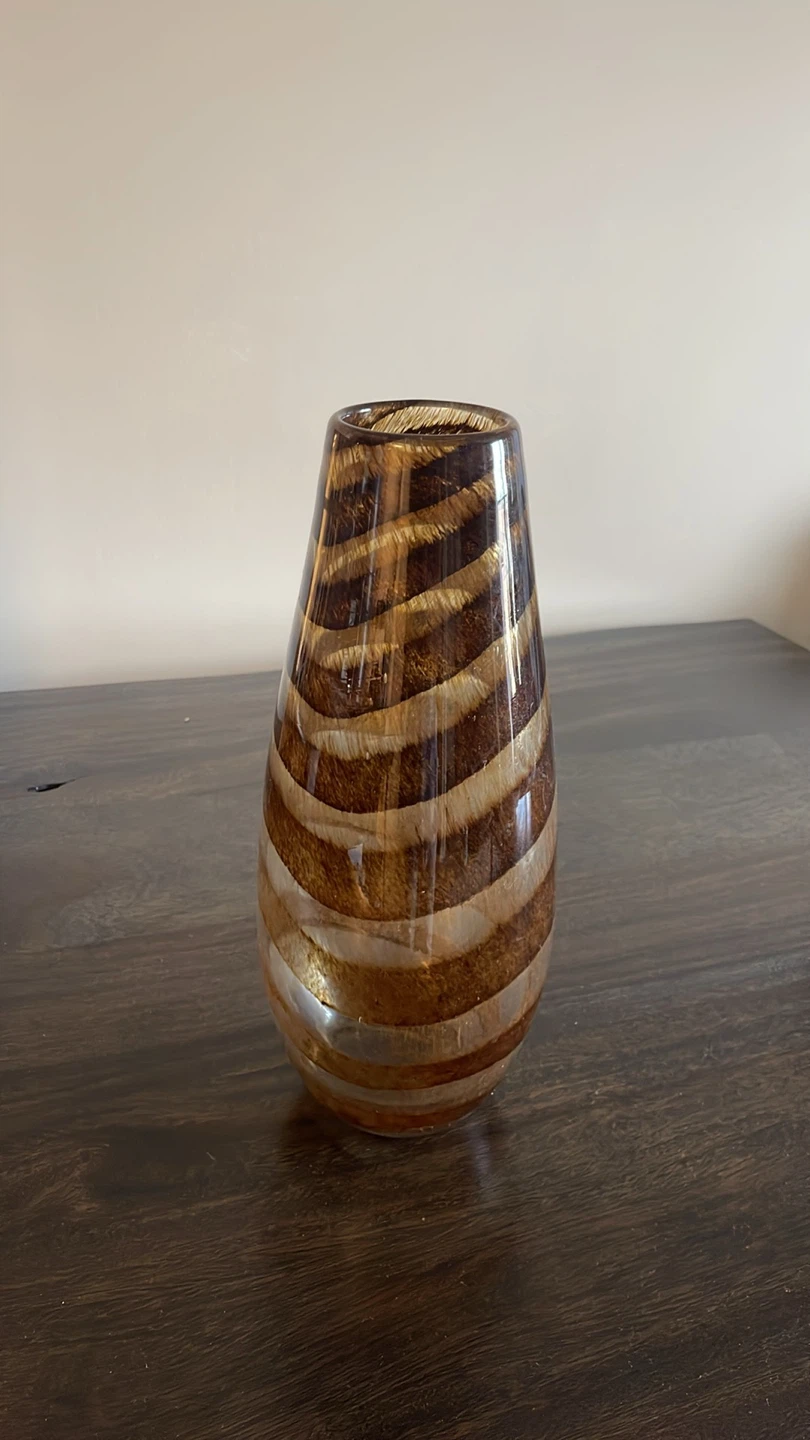 Decorative Glass Vase - Brown Swirl Pattern