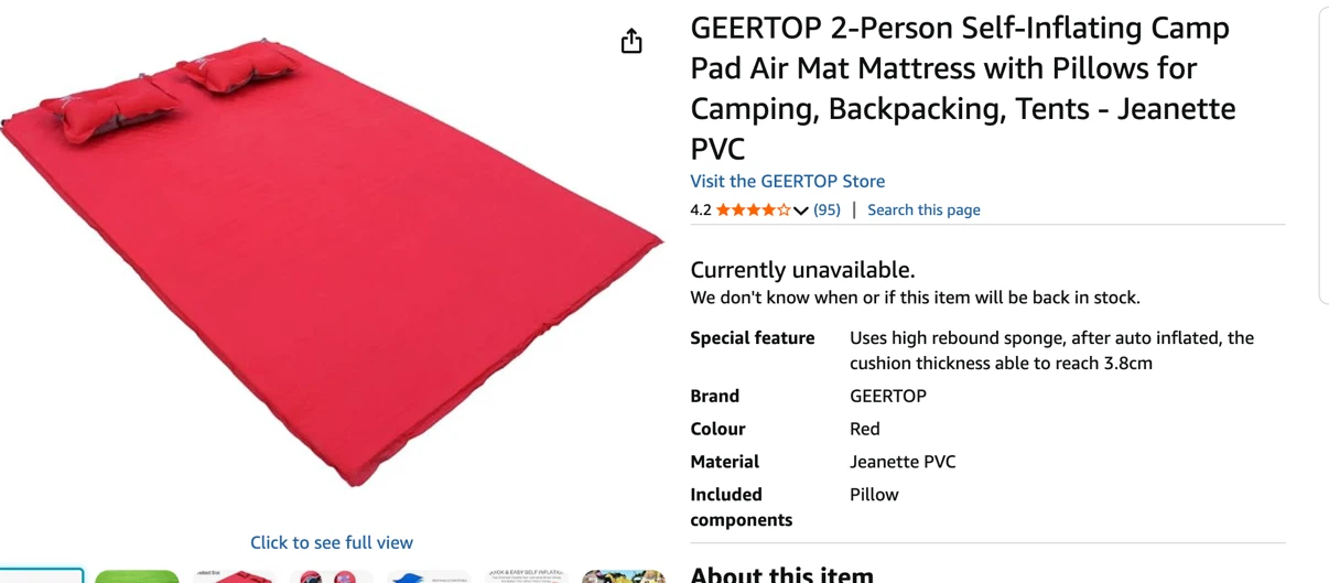 GEERTOP 2-Person Self-Inflating Camp Pad