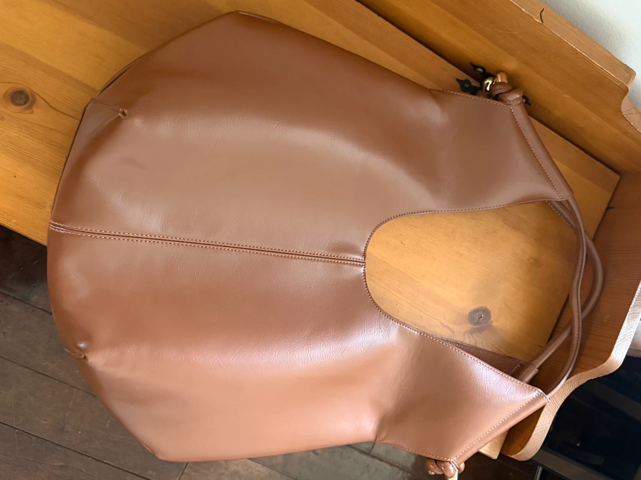 Melie Bianco Brown Faux Leather Shoulder Bag