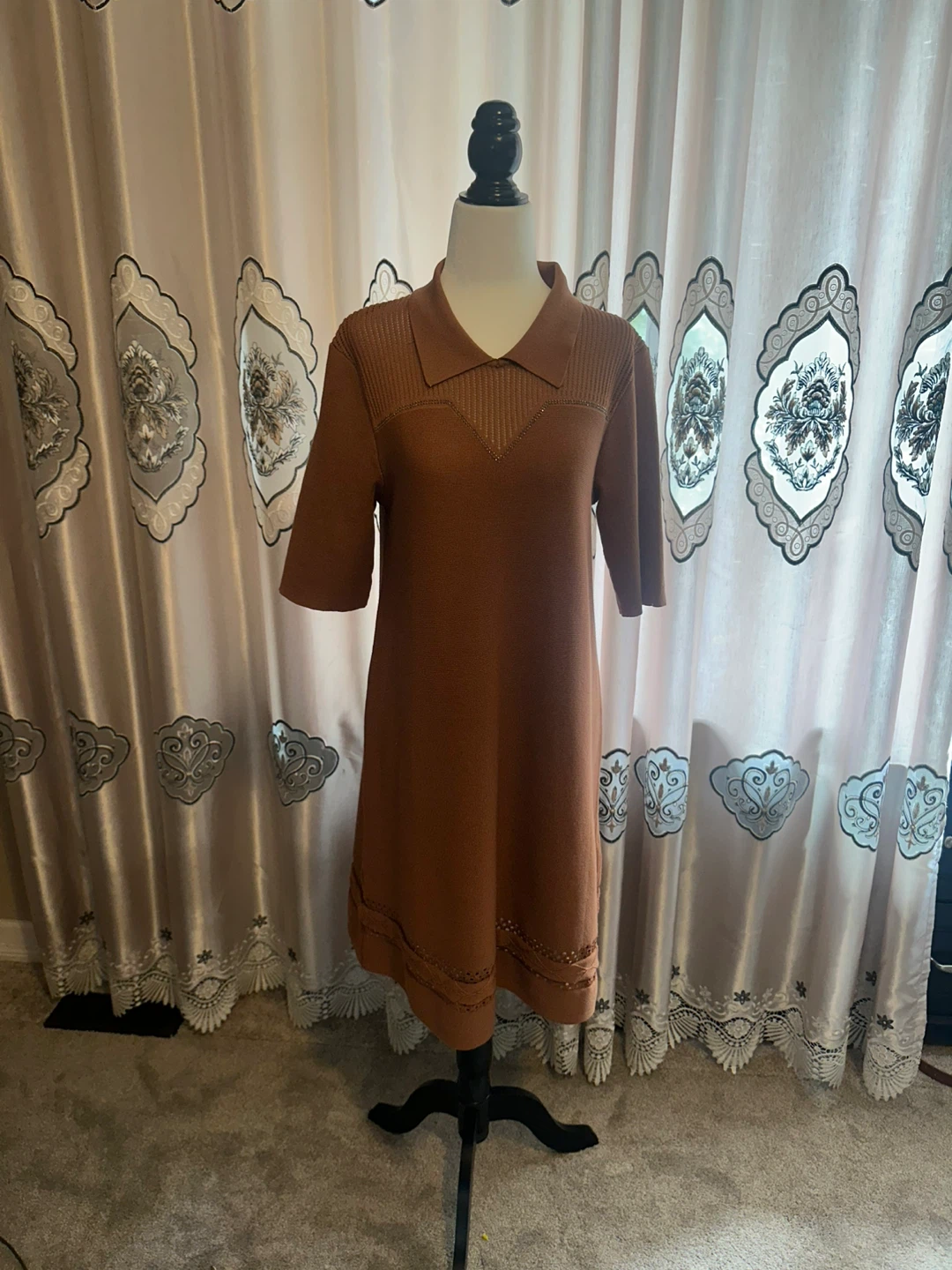 Brown Collared Knit Dress - photo 2