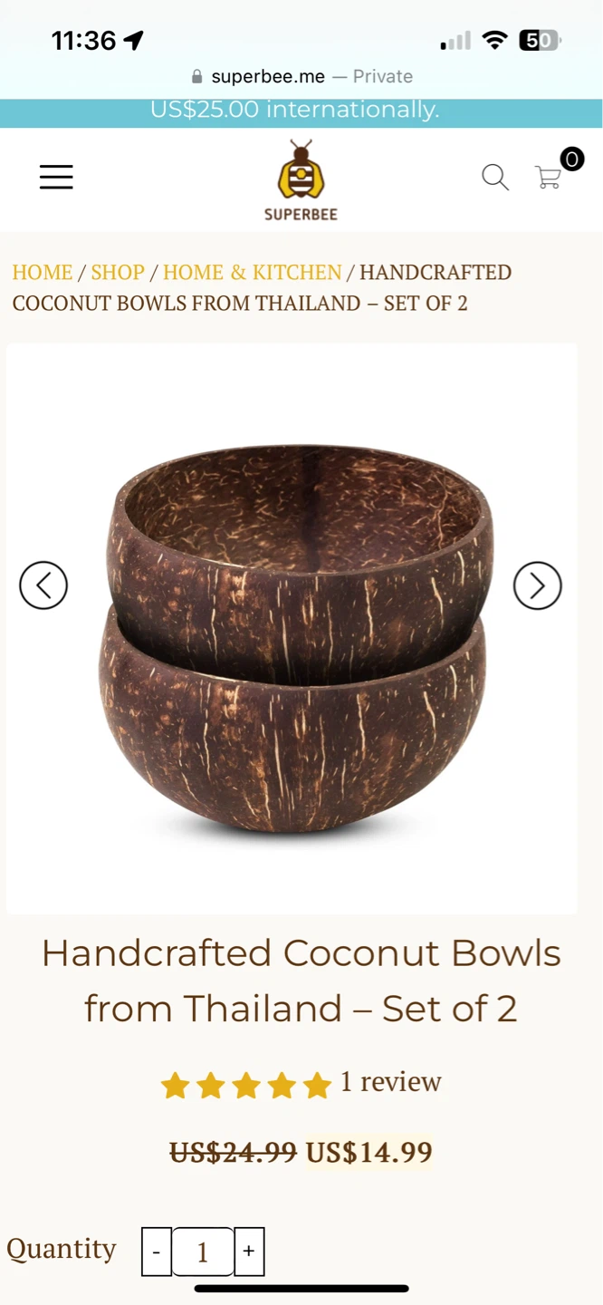 BOGO Superbee Handmade 5" Coconut Bowls - photo 5