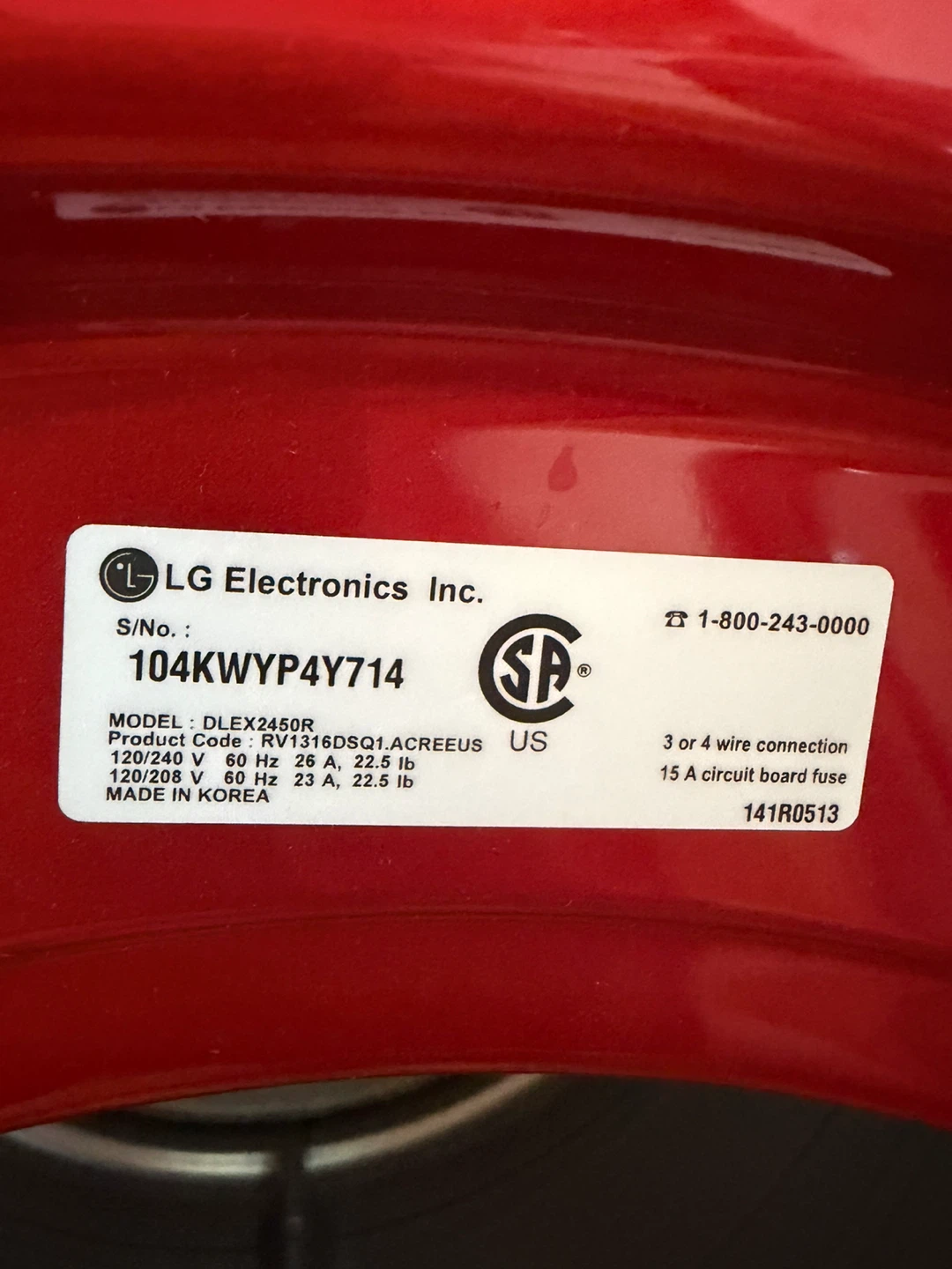 LG Red Electric Dryer - photo 2