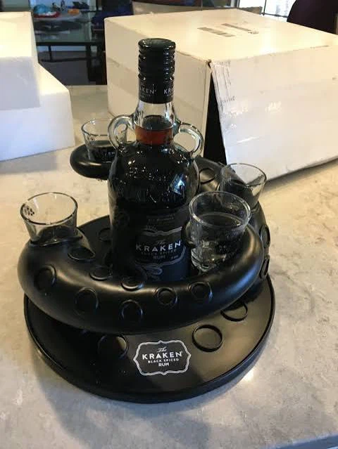 The Kraken Black Spiced Rum Bottle with Glasses Set