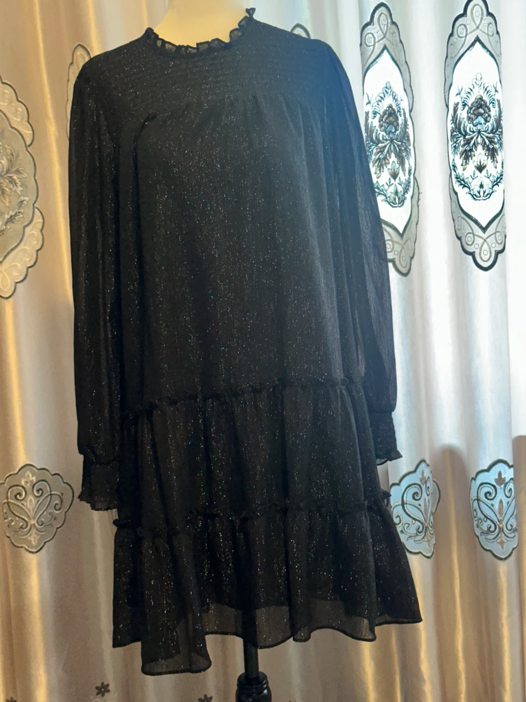 Black sparkly tiered mini dress