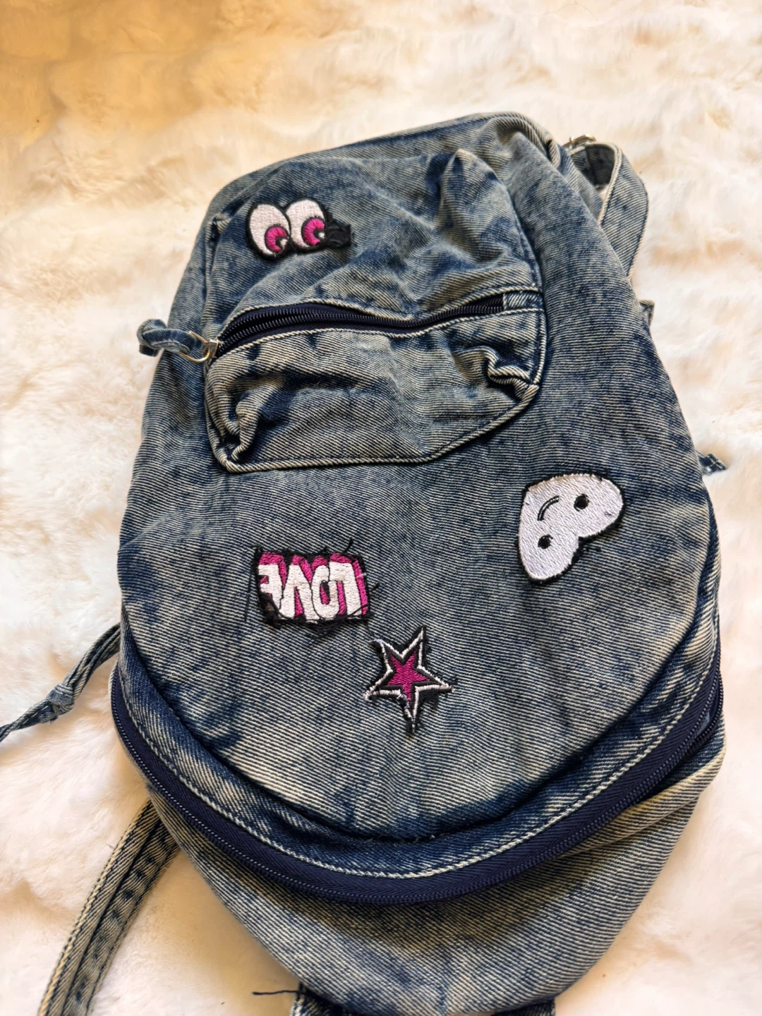 Denim Backpack with Patches - photo 2