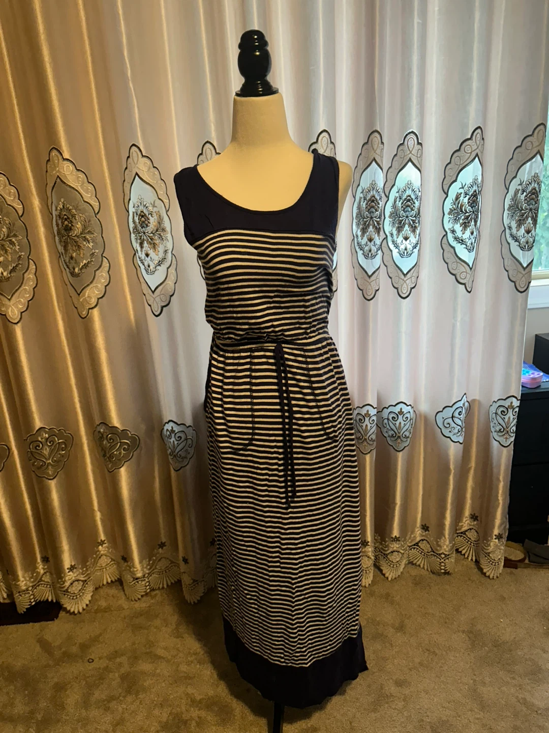 Striped Sleeveless Maxi Dress