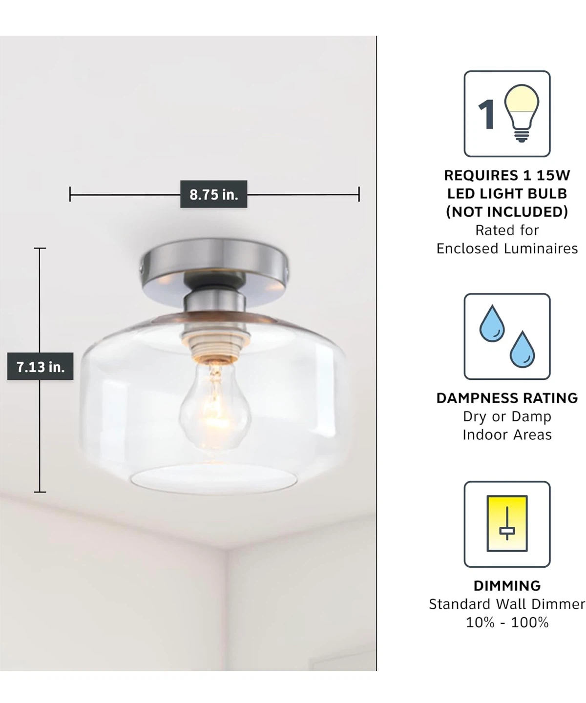 Flush Mount Ceiling Light - Brushed Nickel
