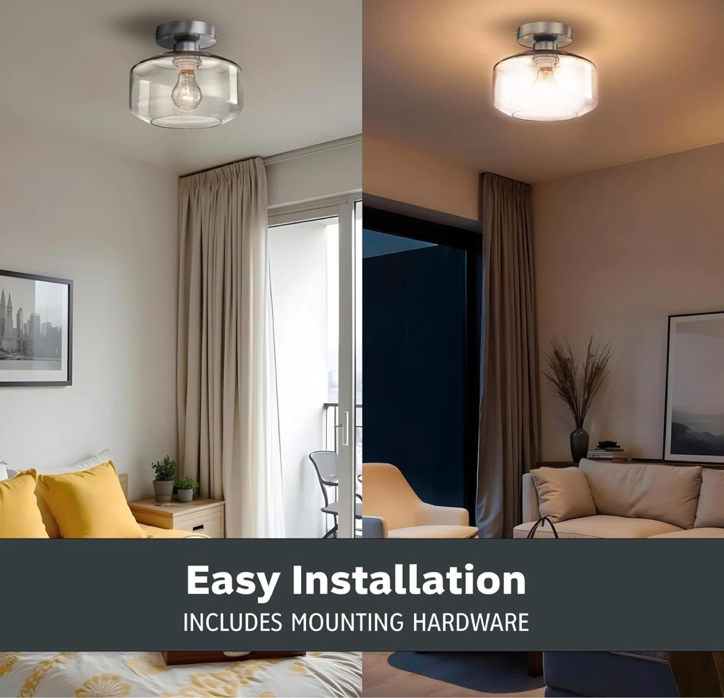 Flush Mount Ceiling Light - Brushed Nickel - photo 3