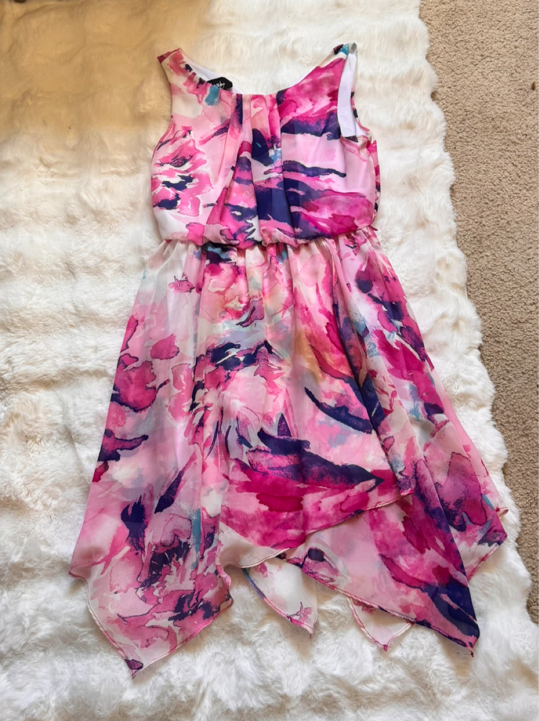By & By Girl Pink Floral Print Dress Size 12