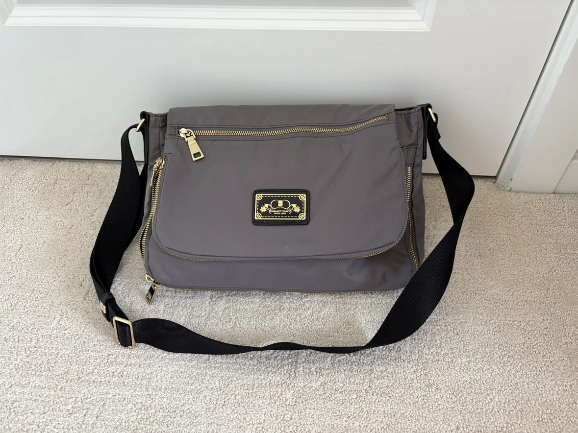 Grey Crossbody Bag with Gold Accents - photo 2