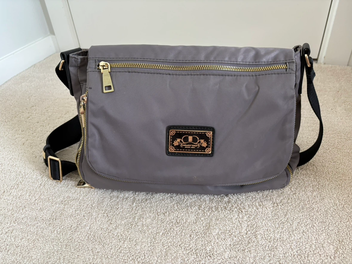 Grey Crossbody Bag with Gold Accents - photo 4