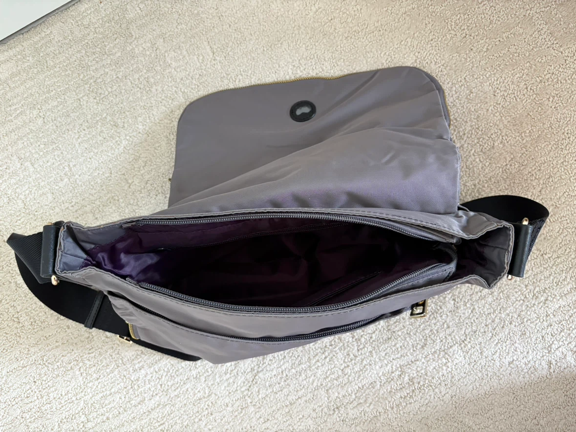 Grey Crossbody Bag with Gold Accents - photo 5