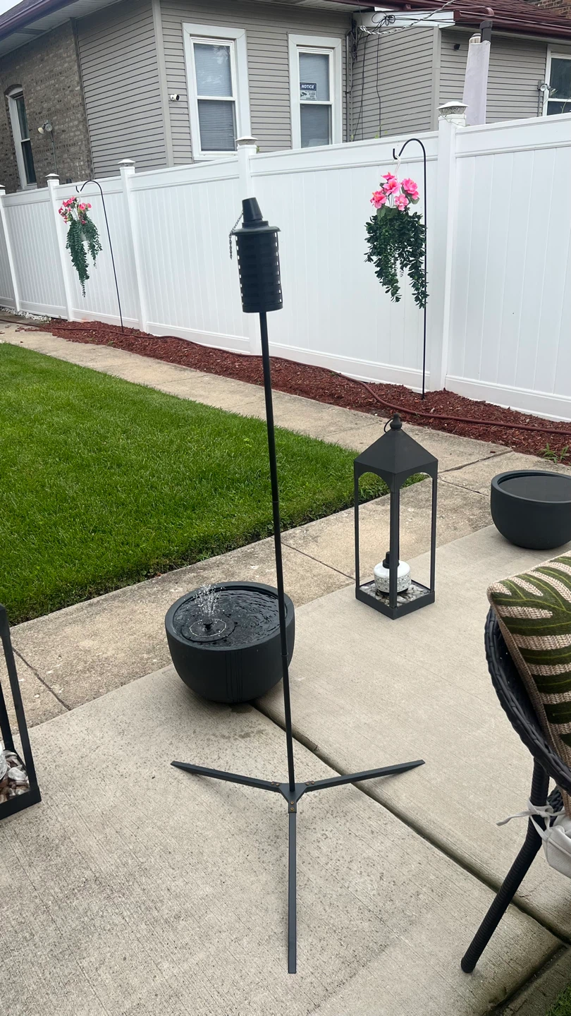 Black Metal Garden Torch with Tri Pod Stand