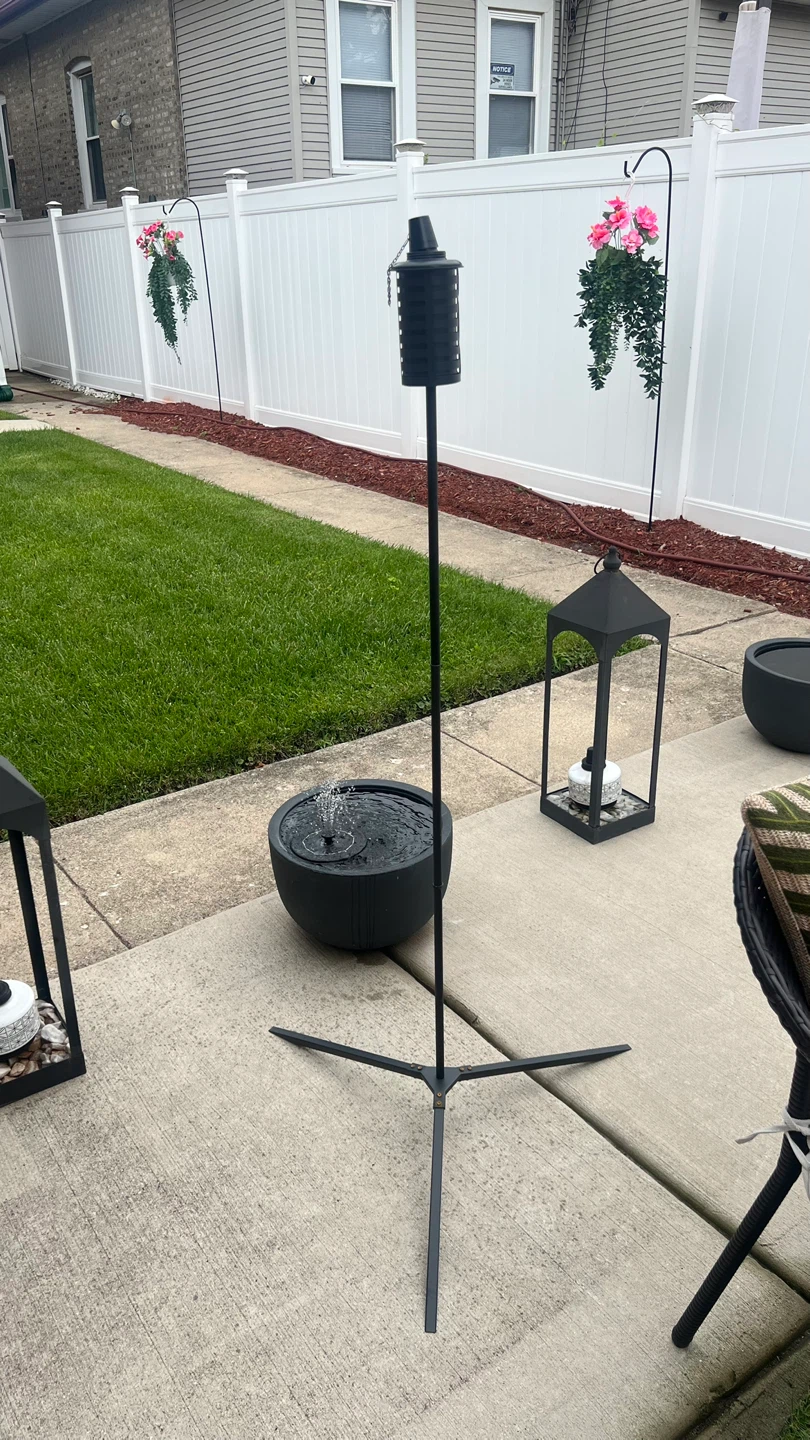 Black Metal Garden Torch with Tri Pod Stand - photo 2
