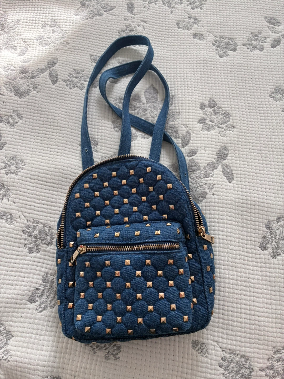Forever 21 Denim Studded Mini Backpack