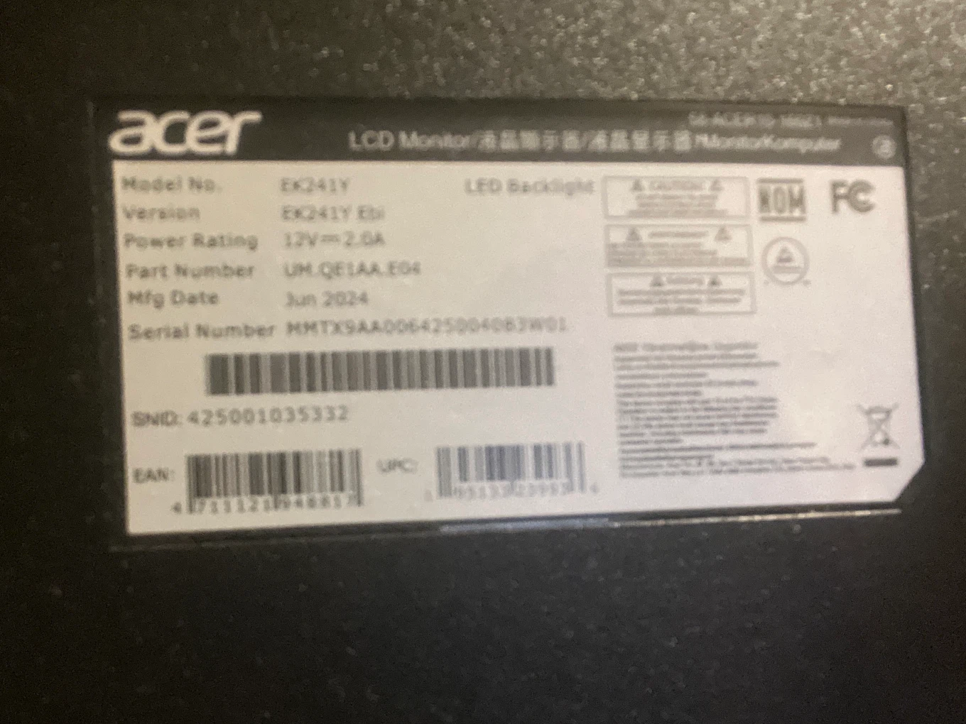 2 Acer EK241Y LCD Monitors with movable stand, attaches to desk - photo 5