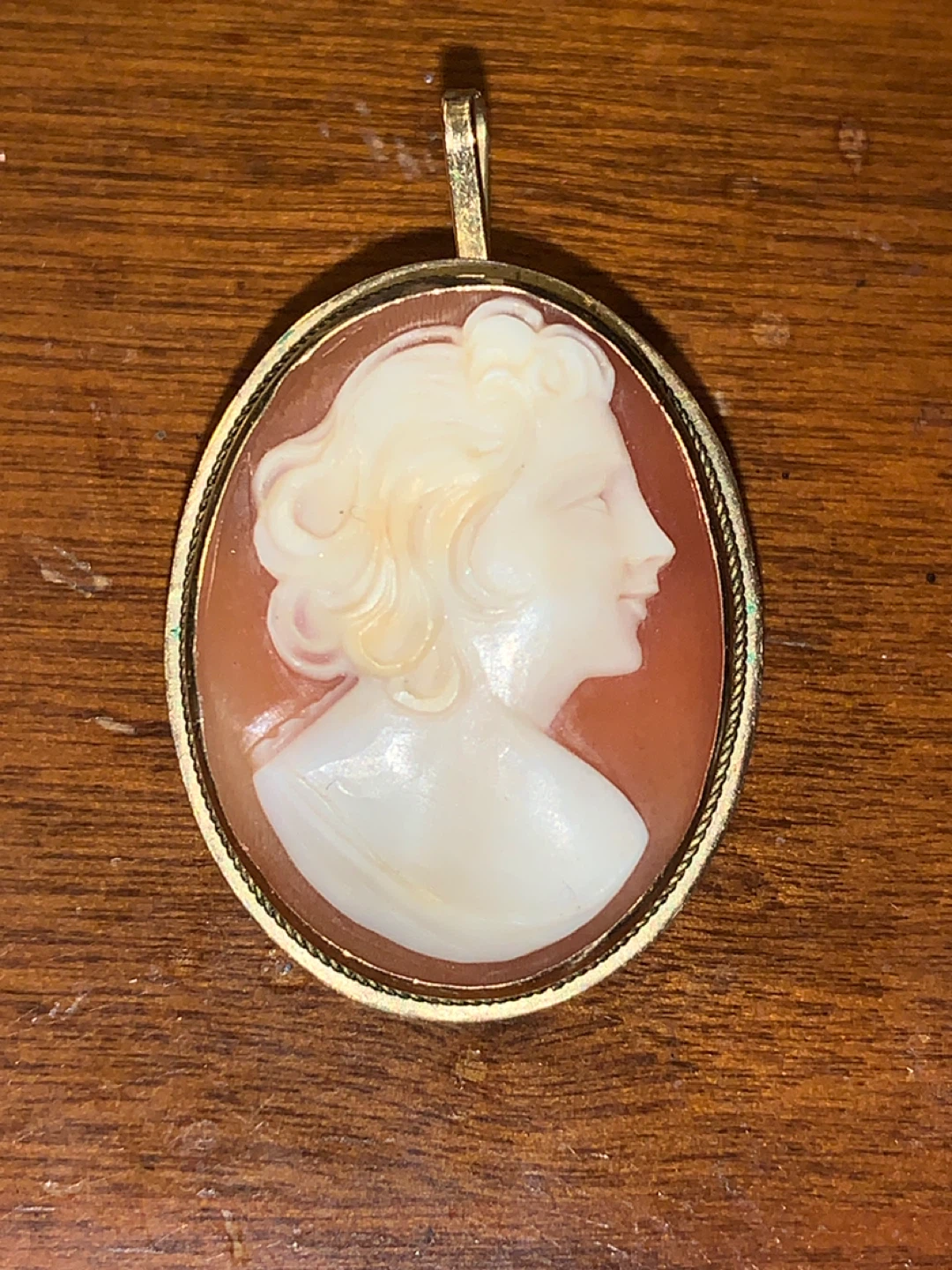 Vintage Cameo Pendant / Brooch in 10 K Gold. Purchased in Spain.