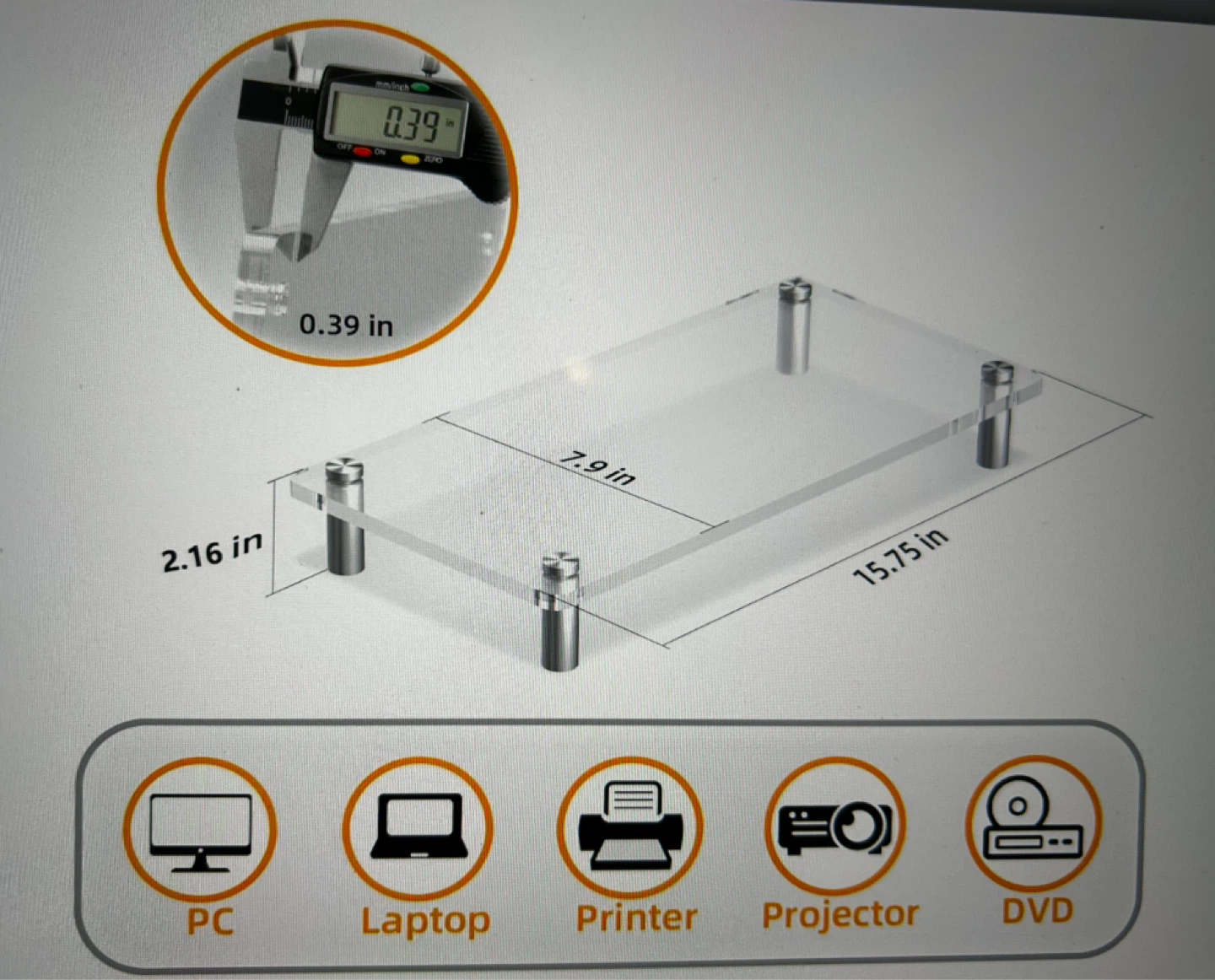 Clear Acrylic Monitor Stand