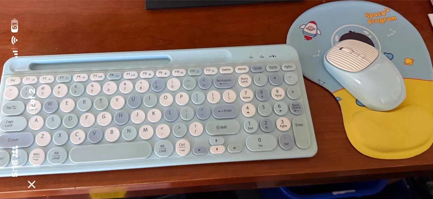 Light Blue Wireless Keyboard and Mouse Set